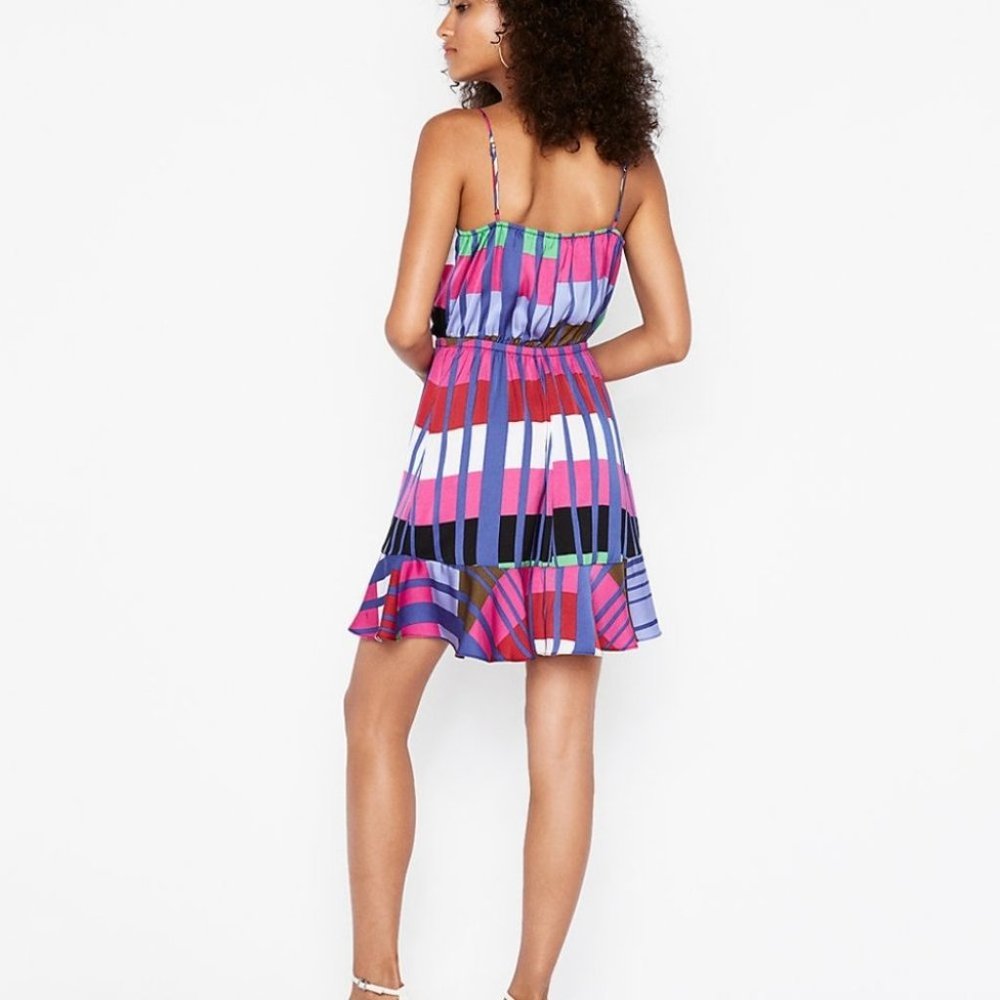 Striped Ruffle Wrap Cami Dress - Picture 2 of 11